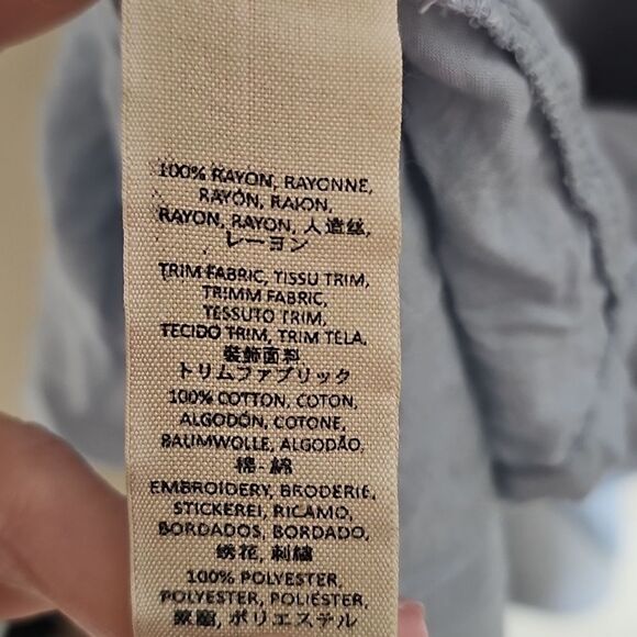 Free People Cut It Out Midi Dress Sky Blue Embroidered Medium Short Sleeve - Picture 8 of 12